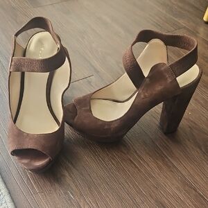Pelle Moda Chocolate Brown Suede Heels